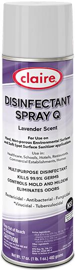 Claire Disinfectant Spray Q, Lavender Scent, 17oz Can, Pack of 12